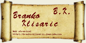 Branko Klisarić vizit kartica